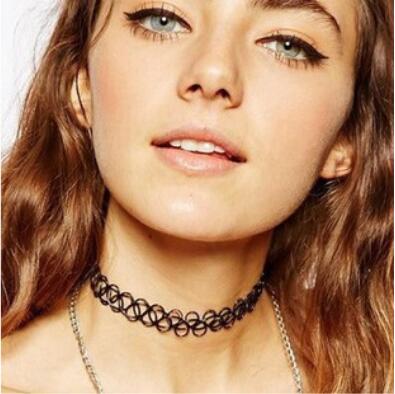 12pcs lot Vintage Stretch Tattoo Choker Necklaces for Women Girls  Punk Retro Gothic Elastic Pendants Necklace