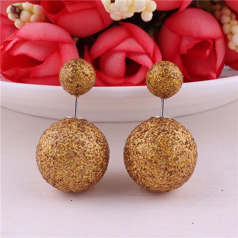 13 Colors Classic Cheapest Double Sides Gold Powder Series Bling-Bling Earrings Big Pearl Earrings Cute Bead Ball Earrings Women