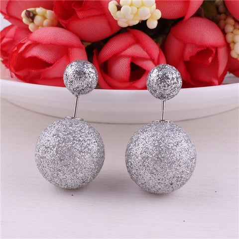 13 Colors Classic Cheapest Double Sides Gold Powder Series Bling-Bling Earrings Big Pearl Earrings Cute Bead Ball Earrings Women