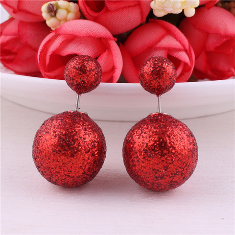 13 Colors Classic Cheapest Double Sides Gold Powder Series Bling-Bling Earrings Big Pearl Earrings Cute Bead Ball Earrings Women