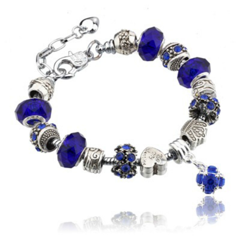 13 Patterns Crystal Charm Bracelets&Bangles for Women With Murano Glass Beads Bracelet Femme Love DIY Beads Bracelet Jewelry
