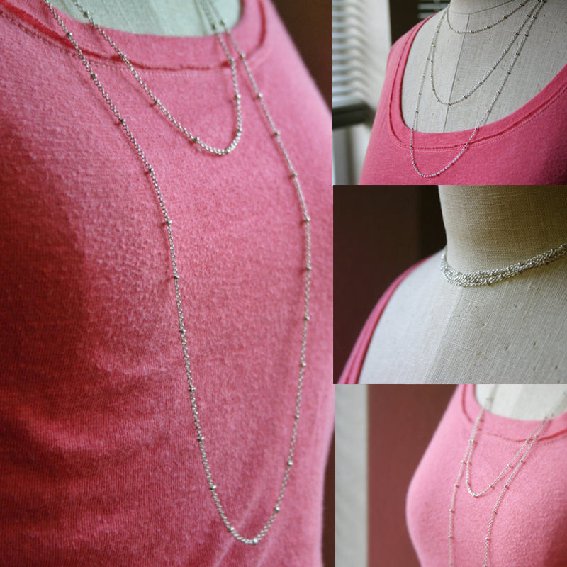 135cm Long Necklace Silver necklace layered necklace For Women Ladies sweater chain XL111