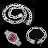 13MM Hip Hop Iced Out 3pcs Kit Paved Rhinestones Miami Curb Link Chain CZ Rapper Necklace+Watch+Bracelet For Men Women Jewelry