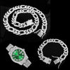 13MM Hip Hop Iced Out 3pcs Kit Paved Rhinestones Miami Curb Link Chain CZ Rapper Necklace+Watch+Bracelet For Men Women Jewelry