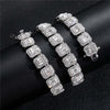 13mm Baguette Chain For Men Women Rhinestone Link Choker Necklace Bling Charms Hiphop Jewelry Gifts