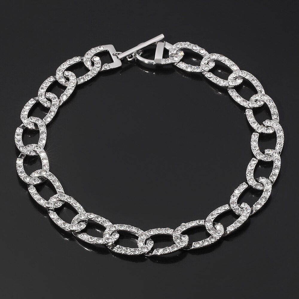 13mm Iced Out Cuban Necklace Chain Hip hop Jewelry Choker Gold Silver Color Rhinestone CZ Clasp for Mens Rapper Necklaces Link