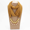14 colors New design scarf necklace for women fashion pearl jewelry necklace of muslim Sun protection Wrapped Chiffon scarf gift