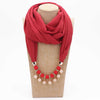 14 colors New design scarf necklace for women fashion pearl jewelry necklace of muslim Sun protection Wrapped Chiffon scarf gift