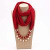 14 colors New design scarf necklace for women fashion pearl jewelry necklace of muslim Sun protection Wrapped Chiffon scarf gift