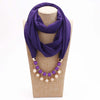 14 colors New design scarf necklace for women fashion pearl jewelry necklace of muslim Sun protection Wrapped Chiffon scarf gift