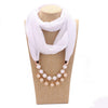 14 colors New design scarf necklace for women fashion pearl jewelry necklace of muslim Sun protection Wrapped Chiffon scarf gift