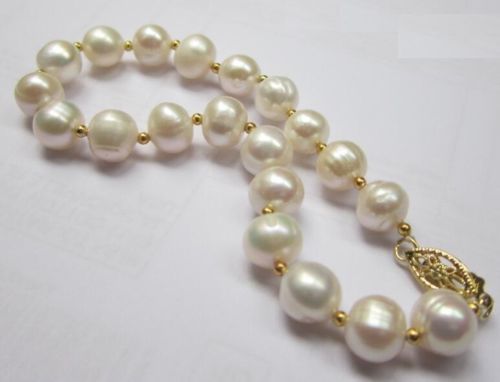 14K/20 Gold Clasp Huge AAA 8-9mm Savageness White South Sea Pearl Bracelet 8Inch