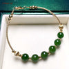 14K Gold Inlaid Russian Jasper Bangle Certified Natural Jasper Lucky Bead Hetian Jade Bracelets High Quality Birthd Gifts