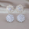 14K Gold Plated Korea Design Jewelry  pink Zircon Flowers Earrings Elegant Women Wedding Party Accessories