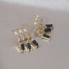 14K Gold Plated Korea Design Jewelry Three Layers Tassel Black Zircon Earring Elegant Women's Daily Work Accessories