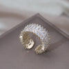 14K Gold Plating  Geometric Zircon Rings Korea Jewelry Elegant Women Party Opening Adjustable Accessories