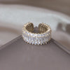 14K Gold Plating  Geometric Zircon Rings Korea Jewelry Elegant Women Party Opening Adjustable Accessories