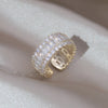 14K Gold Plating  Geometric Zircon Rings Korea Jewelry Elegant Women Party Opening Adjustable Accessories