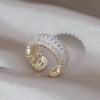 14K Gold Plating  Geometric Zircon Rings Korea Jewelry Elegant Women Party Opening Adjustable Accessories