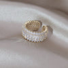 14K Gold Plating  Geometric Zircon Rings Korea Jewelry Elegant Women Party Opening Adjustable Accessories