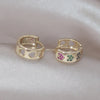 14K Gold plated Korea Design Jewelry Simple Colored Zircon Love small Earring Elegant Women's Daily Work Accessories