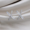 14K Gold plating Korea Jewelry Exquisite AAA Zircon Simple Cross Earrings Elegant Urban Women's Daily Work Earrings