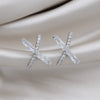 14K Gold plating Korea Jewelry Exquisite AAA Zircon Simple Cross Earrings Elegant Urban Women's Daily Work Earrings