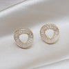 14K Real Gold Plating  Exquisite Czech Zircon Twisted Round Earrings Elegant Women's Wedding Gala Party Accessories