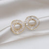 14K Real Gold Plating  Exquisite Czech Zircon Twisted Round Earrings Elegant Women's Wedding Gala Party Accessories