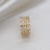 14K Real Gold plating Korea Design Jewelry Exquisite AAA Zircon Multilayer Open Ring Elegant Women Prom Party Ring