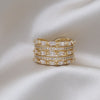 14K Real Gold plating Korea Design Jewelry Exquisite AAA Zircon Multilayer Open Ring Elegant Women Prom Party Ring