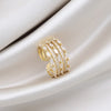 14K Real Gold plating Korea Design Jewelry Exquisite AAA Zircon Multilayer Open Ring Elegant Women Prom Party Ring