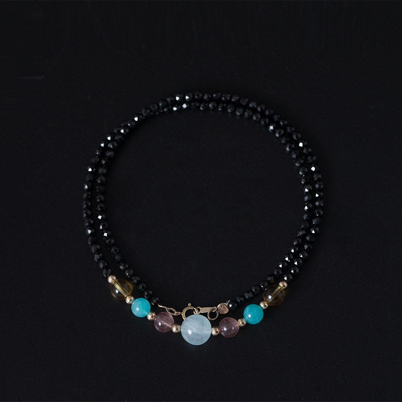 14K gold natural stone necklace beads natural Spinel jade Amazonite crystal necklace colorful for women natural stone jewelry