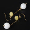 14K gold white jade beeswax earrings quality jade natural beeswax fashion trendy elegant women drop earrings charms jewelry