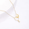 14k Gold Double Heart Necklace for Women Shining Bling Zircon Women's Clavicle Chain Elegant Charm Wedding Pendant Jewelry 2022