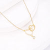 14k Gold Double Heart Necklace for Women Shining Bling Zircon Women's Clavicle Chain Elegant Charm Wedding Pendant Jewelry 2022