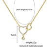 14k Gold Double Heart Necklace for Women Shining Bling Zircon Women's Clavicle Chain Elegant Charm Wedding Pendant Jewelry 2022