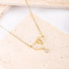 14k Gold Double Heart Necklace for Women Shining Bling Zircon Women's Clavicle Chain Elegant Charm Wedding Pendant Jewelry 2022