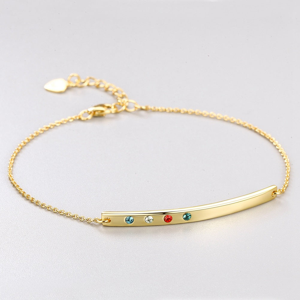 14k Yellow Gold Uses Austria Bracelet Colorful Crystal Bracelet Glod European and American Luxury Lady S925 Silver Bracelet.