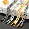 14mm Miami Cuban Link Chain Gold Silver Color Necklace Bracelet Iced Out Crystal Rhinestone Hip Hop for Men Jewelry Necklaces