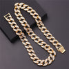 14mm Miami Cuban Link Chain Gold Silver Color Necklace Bracelet Iced Out Crystal Rhinestone Hip Hop for Men Jewelry Necklaces