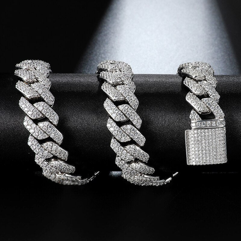 14mm Miami Cuban Link Chain Micro Paved Bling Rhinestone Gold   Color Plated Choker Necklaces For Men/Women Hip Hop Jewelry