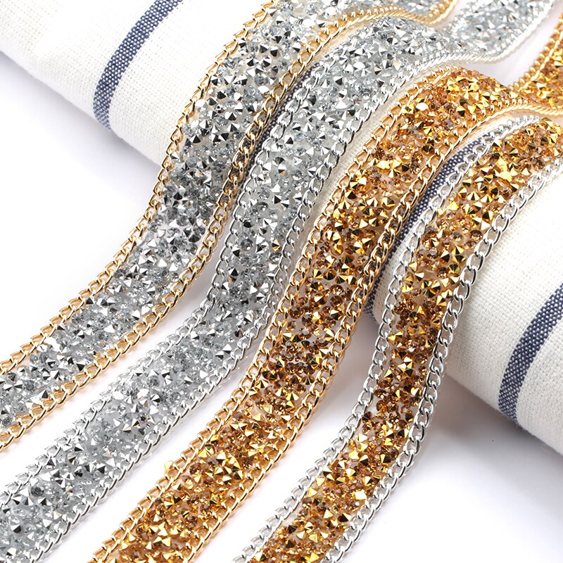 15/19.5mm Rhinestone Trim+Chain banding 1 yard/lot,DIY Resin Trim Bag Sandal decoration accessories, gemstone silver trimming