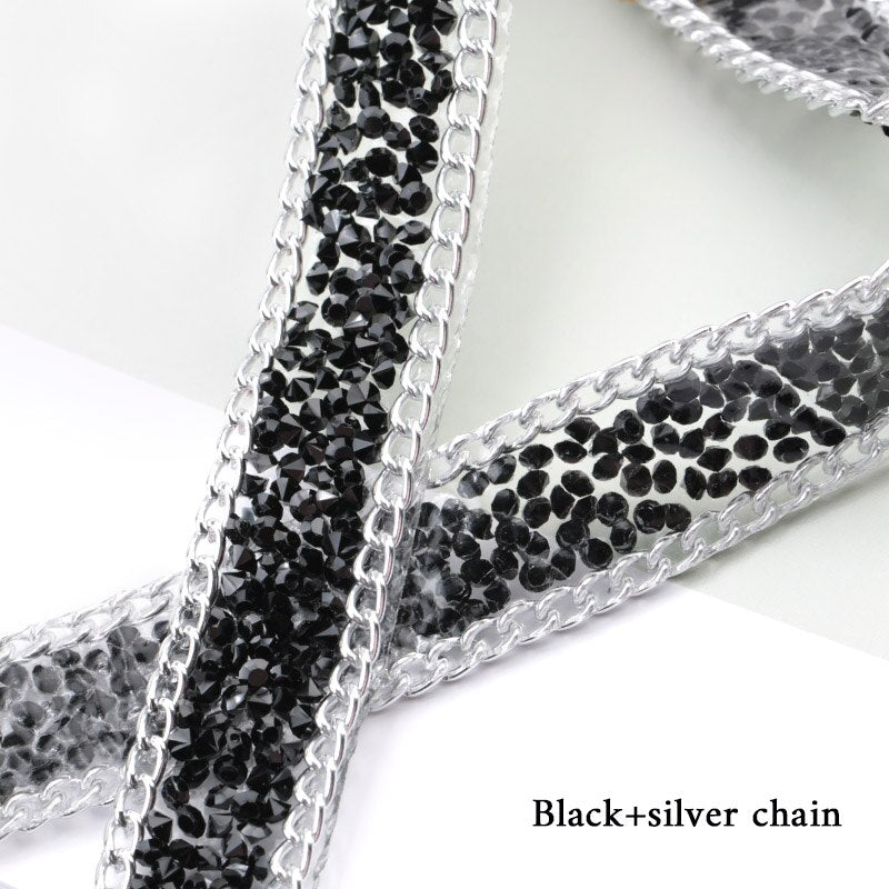 15/19.5mm Rhinestone Trim+Chain banding 1 yard/lot,DIY Resin Trim Bag Sandal decoration accessories, gemstone silver trimming