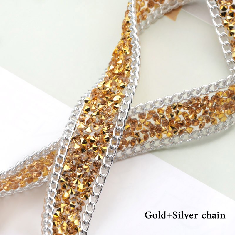 15/19.5mm Rhinestone Trim+Chain banding 1 yard/lot,DIY Resin Trim Bag Sandal decoration accessories, gemstone silver trimming