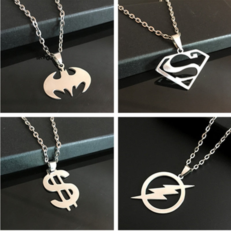 15 Styles Men's Stainless Steel Necklace Supermen Flash Hero Logo Pendant Necklace Of  Choker Jewelry