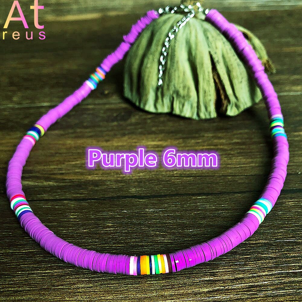 15Color Bohemian 6mm Polymer Clay Necklace Soft Pottery Choker Necklace Colorful Surfer Beads Collar Handmade Women Jewelry Gift