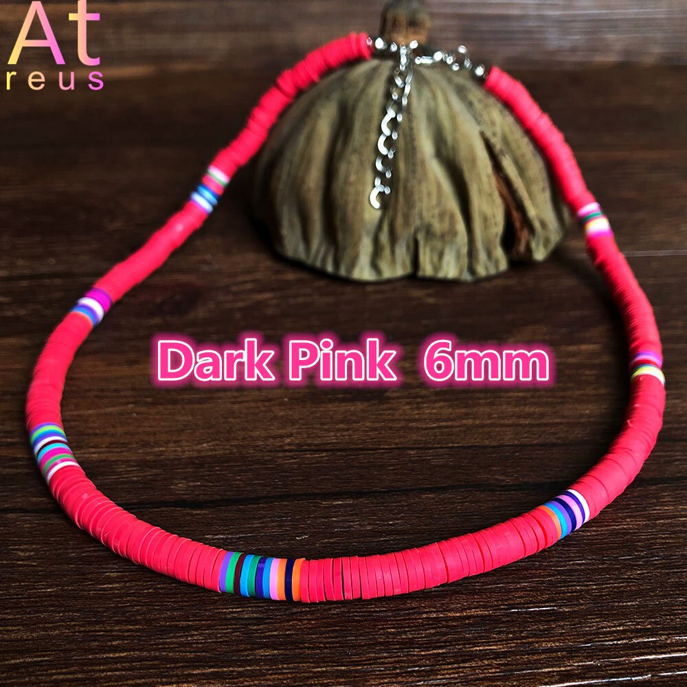 15Color Bohemian 6mm Polymer Clay Necklace Soft Pottery Choker Necklace Colorful Surfer Beads Collar Handmade Women Jewelry Gift