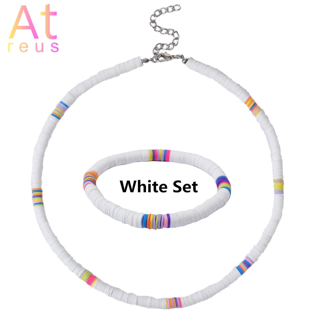 15Color Bohemian 6mm Polymer Clay Necklace Soft Pottery Choker Necklace Colorful Surfer Beads Collar Handmade Women Jewelry Gift