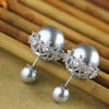 15MM Natural Pearl Earrings For Women 100% 925 Sterling Silver Earrings Hollow Crown Crystal Stud Earrings Fine Jewelry SE43